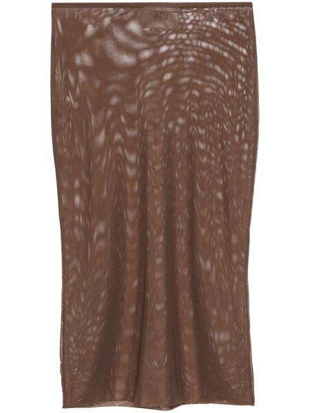  Atu Body Couture Mesh-design Midi Skirt - Brown 