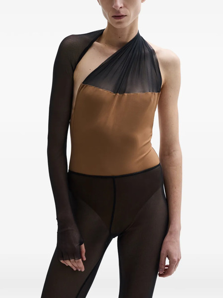  Atu Body Couture One-shoulder Draped Bodysuit - Brown 