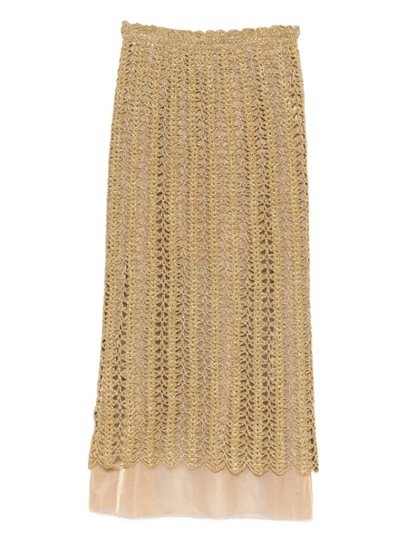  Atu Body Couture Open-knit Midi Skirt - Gold 