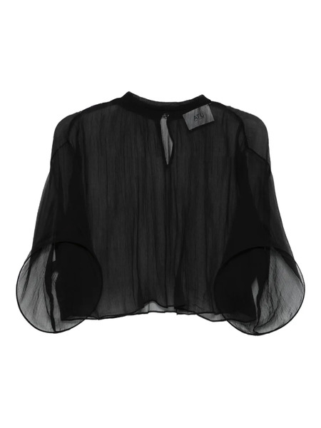  Atu Body Couture Ruffled Silk Blouse - Black 