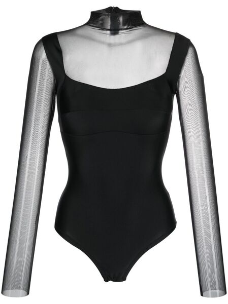  Atu Body Couture Semi-sheer Bodysuit - Black 