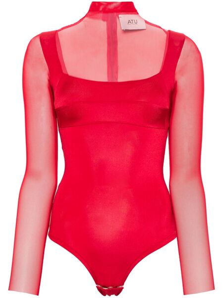  Atu Body Couture Semi-sheer Bodysuit - Red 