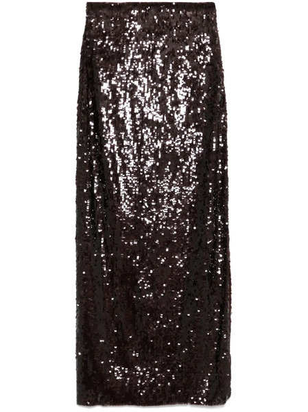  Atu Body Couture Sequinned Maxi Skirt - Brown 