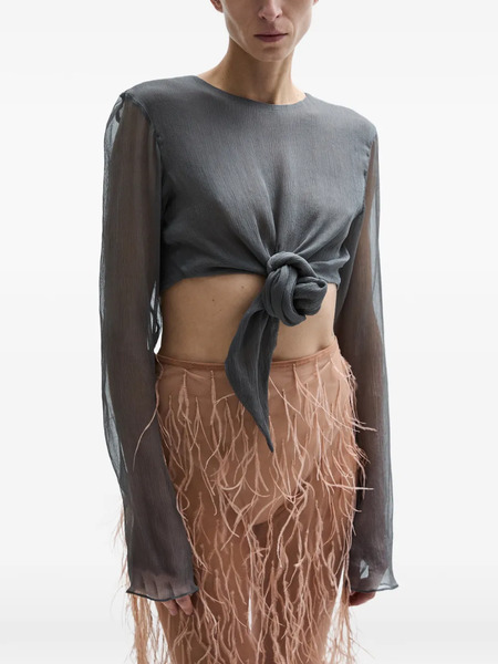  Atu Body Couture Tether Long-sleeve Tied Top - Grey 