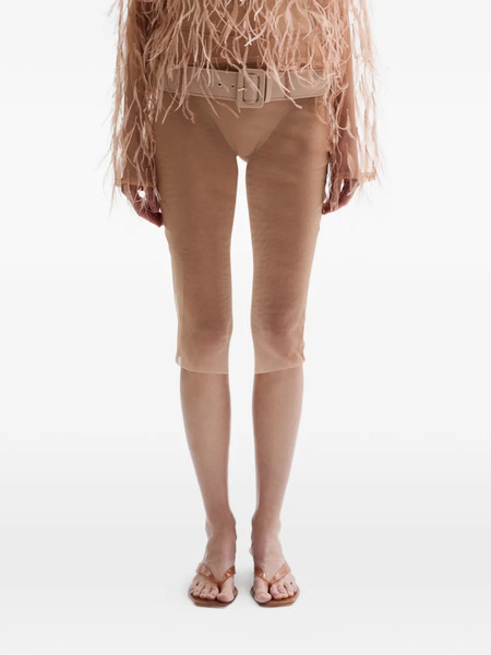  Atu Body Couture Veil Feathered Midi Skirt - Neutrals 