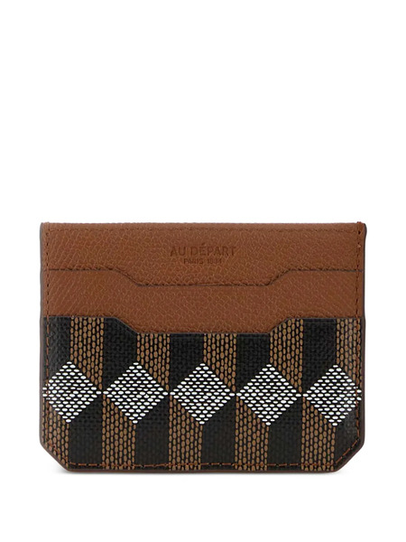  Au Départ Printed Leather Card Holder - Brown 