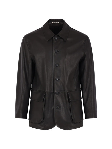  Auralee Buttoned Leather Jacket - Brown 
