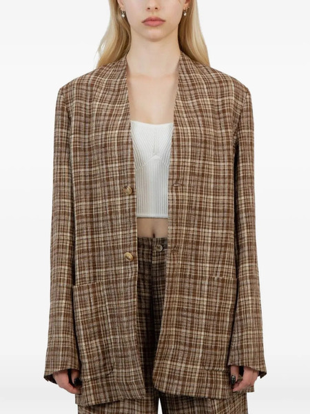  Auralee Checked Coat - Brown 