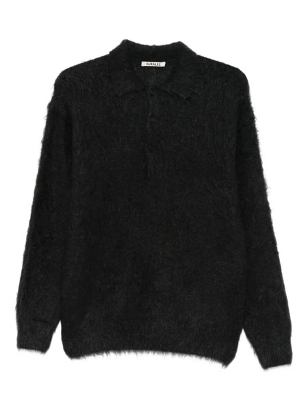  Auralee Long-sleeve Polo Shirt - Black 