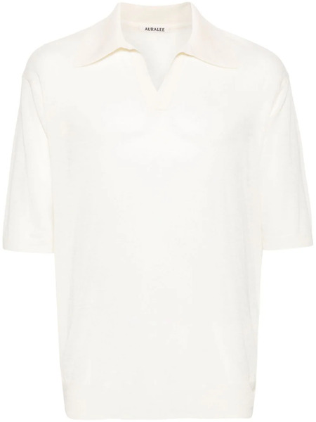  Auralee Mélange Wool-blend Polo Shirt - Neutrals 
