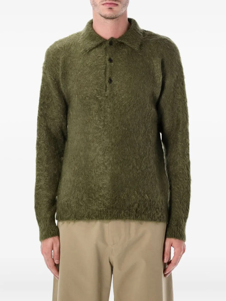  Auralee Placket-buttons Sweater - Green 