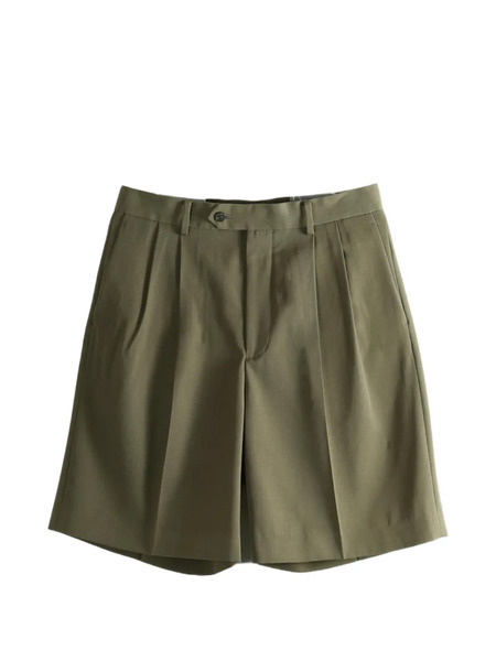  Auralee Pleated Gabardine Shorts - Green 