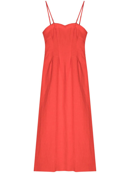  Auralee Square-neck Tweed Midi Dress - Red 