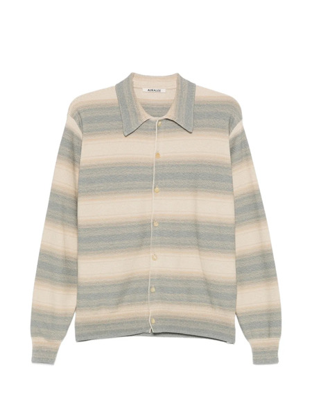  Auralee Stripe-pattern Knit Cardigan - Neutrals 