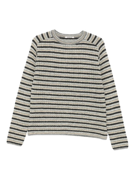 Auralee Stripe-pattern Sweater - Grey 