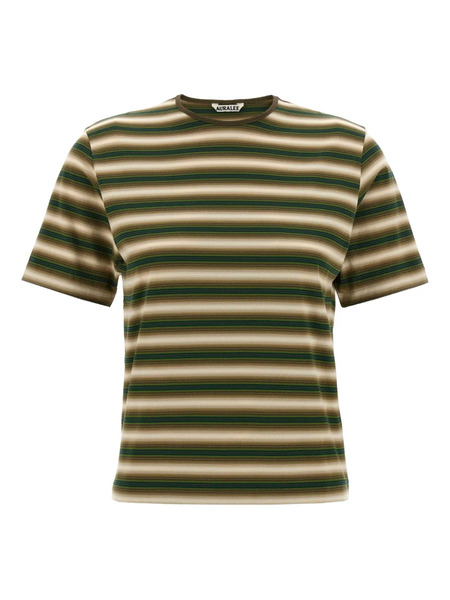  Auralee Striped Crew-neck T-shirt - Green 