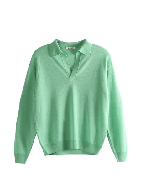  Auralee V-neck Sweater - Green 