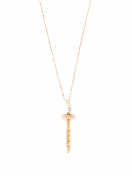  Aurelie Bidermann 18kt Yellow Gold Screw Diamond Necklace 