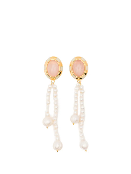  Aurelie Bidermann Mirasol Oval Drop Pearl Earrings - Gold 