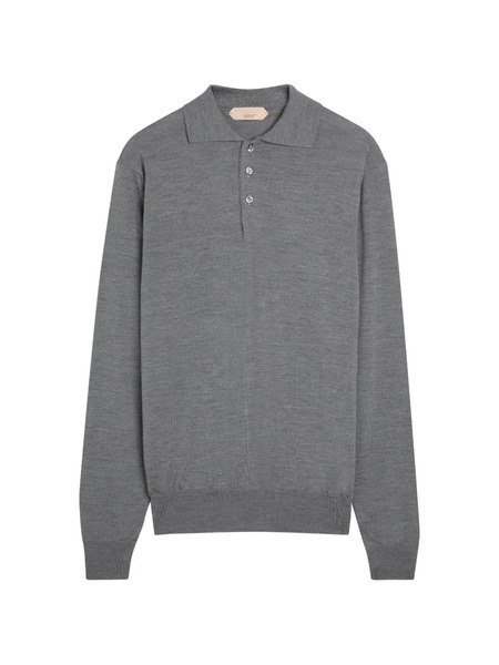  Aurélien Long-sleeve Polo Sweater - Grey 