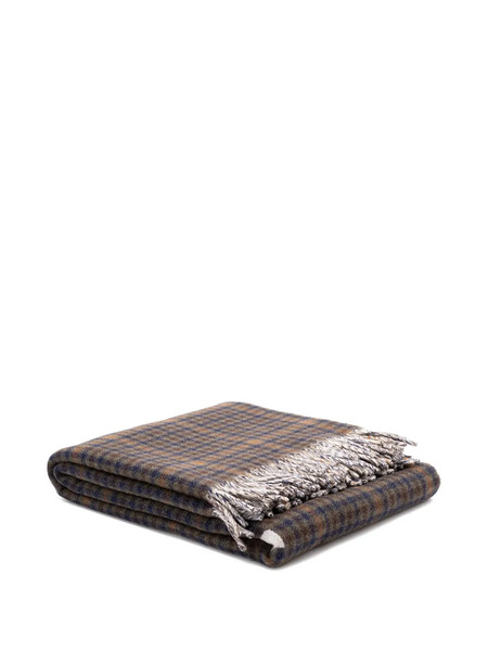  Autry Checked Fringed Throw - Brown 