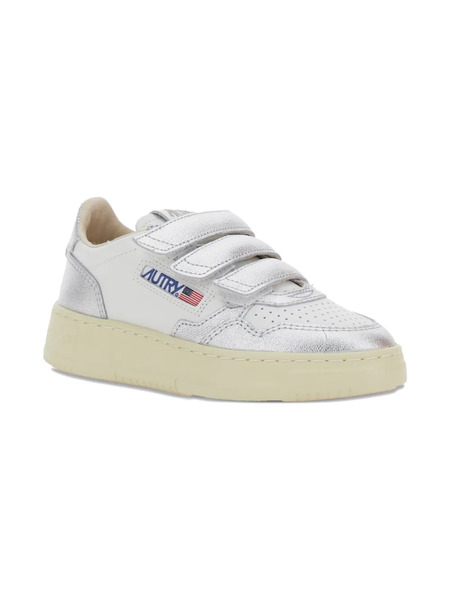  Autry Kids Metallic Leather Strap Sneakers - White 