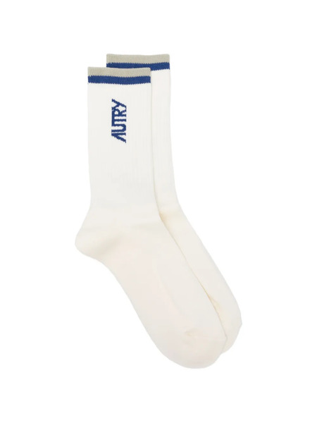  Autry Logo Stripe Socks - White 