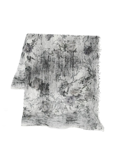  Avant Toi Floral Frayed Scarf - Grey 