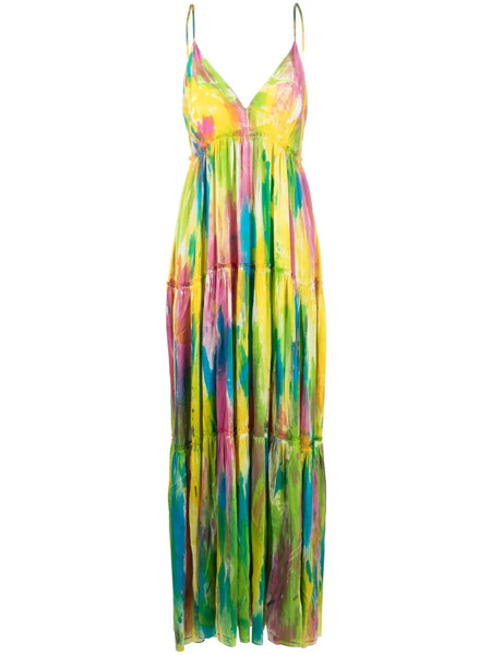  Avant Toi Painterly-print Silk Long Dress - Yellow 