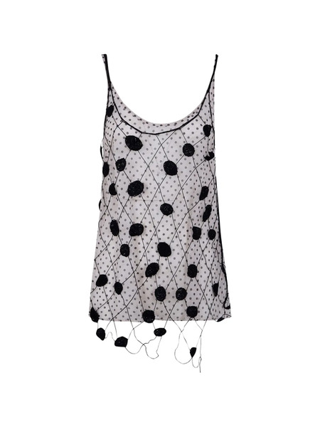  Aviù Polka-dot Lattice Top - White 