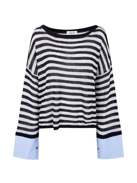  Aviù Striped Sweater - Black 
