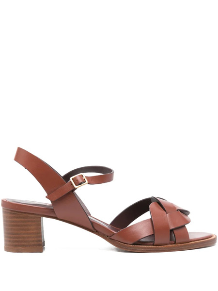  Avril Gau 55mm Braided Leather Ankle-strap Sandals - Brown 