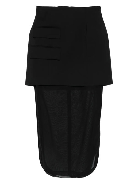  A.w.a.k.e. Mode Basque Sheer-layer Midi Skirt - Black 