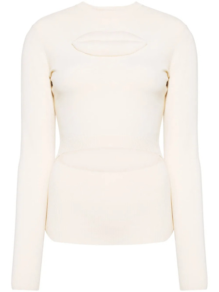  A.w.a.k.e. Mode Lip-appliqué Knitted Top - Neutrals 