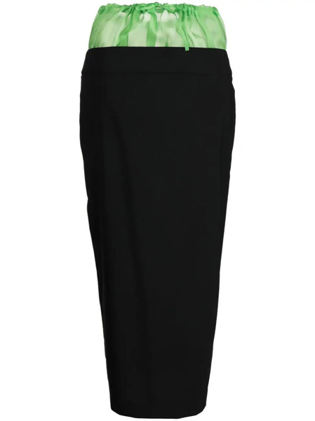  A.w.a.k.e. Mode Two-tone Drawstring Midi Skirt - Black 
