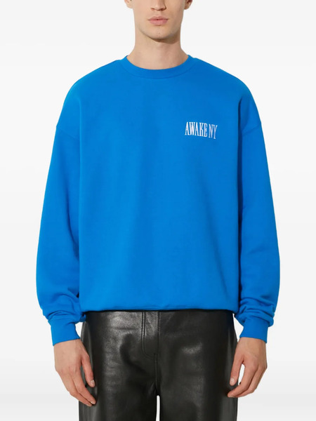  Awake Ny Embroidered Crew-neck Sweatshirt - Blue 