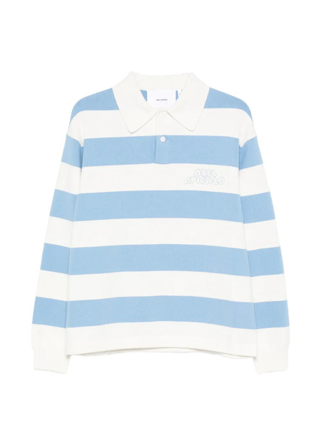  Axel Arigato Rey Striped-pattern Logo-embroidery Polo Sweater - Blue 