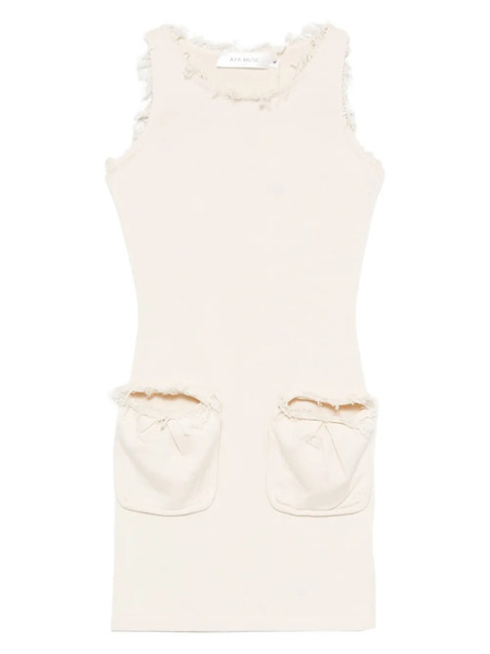  Aya Muse Fleur Frayed-detail Mini Dress - Neutrals 