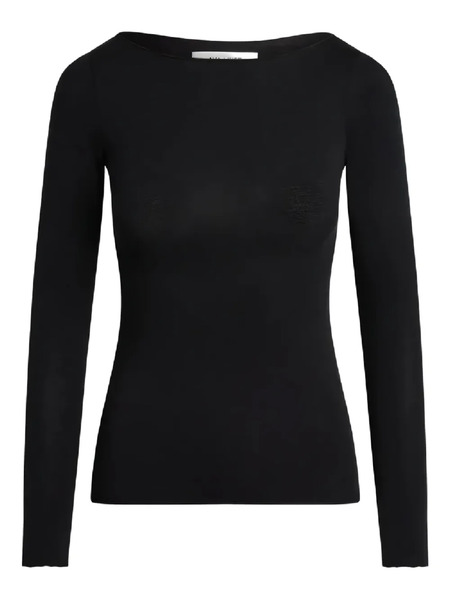  Aya Muse Long-sleeve Boat-neck Top - Black 