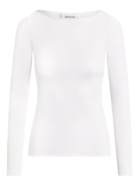  Aya Muse Long-sleeve Boat-neck Top - White 