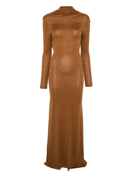  Aya Muse Longsleeved Open-back Maxi Dress - Brown 