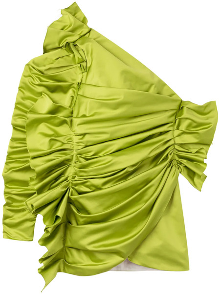  Az Factory Dianthus Ruched One-shoulder Minidress - Green 