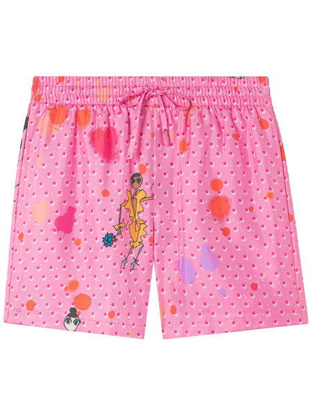  Az Factory Polka-dot Print Drawstring Shorts - Pink 