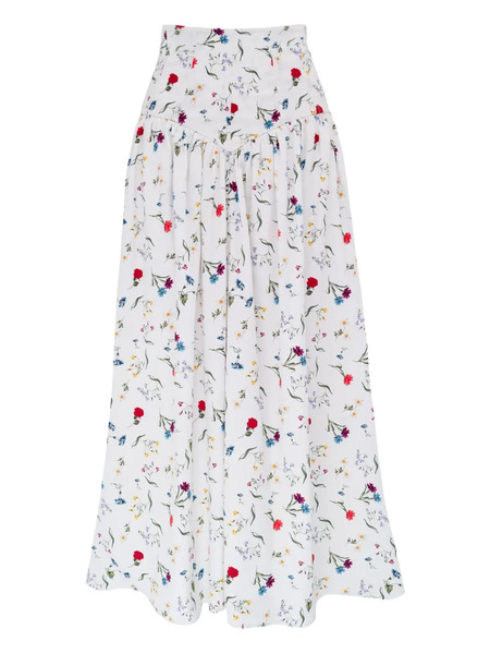  Azeeza Noora Floral-pattern Midi Skirt - White 