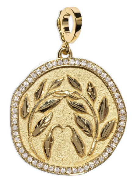  Azlee Diamond Olive Branch Coin Pendent - Gold 