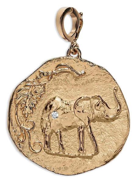  Azlee Diamond Round Coin Pendent - Gold 