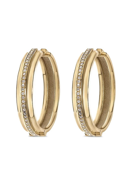  Azlee 18k Yellow Gold Diamond Staircase Hoop Earrings 