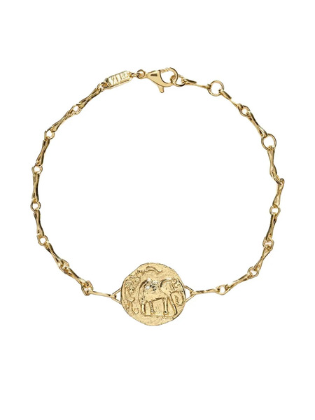  Azlee 18k Yellow Gold Elefante Diamond Single Coin Bracelet 