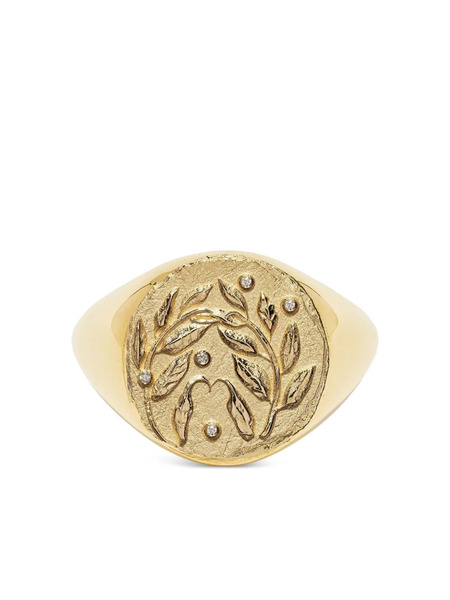  Azlee 18k Yellow Gold Olive Branch Diamond Ring 