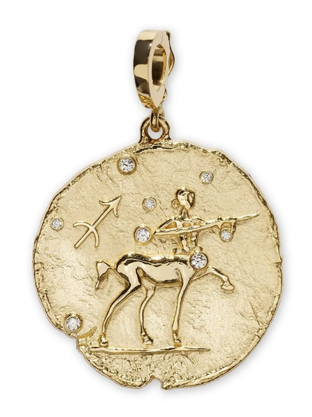  Azlee 18kt Yellow Gold Large Of The Star Sagittarius Coin Pendant 
